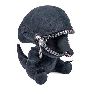 Black Plush Alien with Zipper Mouth